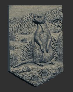 Detailed Meerkat Engraving Illustration