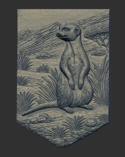 Detailed Meerkat Engraving Illustration