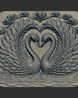 Romantic Swan Heart – 3D Wall Art Relief