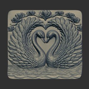 Romantic Swan Heart – 3D Wall Art Relief