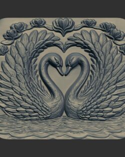 Romantic Swan Heart – 3D Wall Art Relief