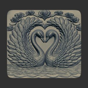 Romantic Swan Heart – 3D Wall Art Relief