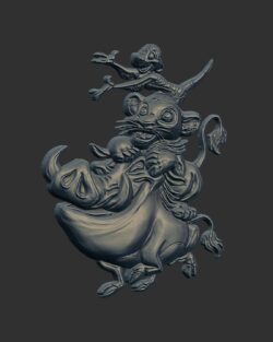 Timon, Pumbaa, and Simba 3D Relief Sculpture