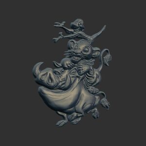 Timon, Pumbaa, and Simba 3D Relief Sculpture