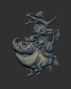 Timon, Pumbaa, and Simba 3D Relief Sculpture