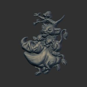 Timon, Pumbaa, and Simba 3D Relief Sculpture