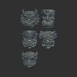 Tiki Tribal Masks 3D Bas-Relief Models Collection