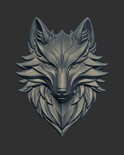 Metallic Wolf Head 3D Model