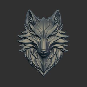 Metallic Wolf Head 3D Model