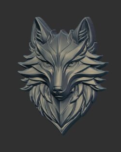 Metallic Wolf Head 3D Model