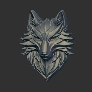 Metallic Wolf Head 3D Model