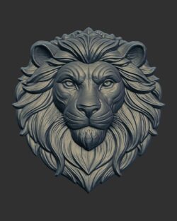 Lion Head Bas-Relief 3D Model for CNC/3D Printing