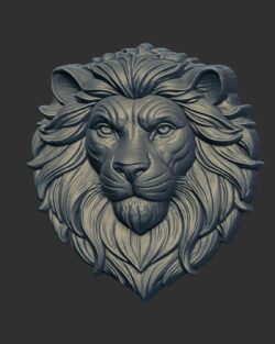 Lion Head Bas-Relief 3D Model for CNC/3D Printing