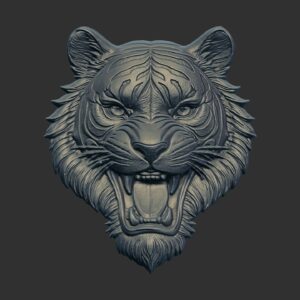 Tiger Head 3D Bas-Relief Model