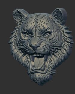 Tiger Head 3D Bas-Relief Model
