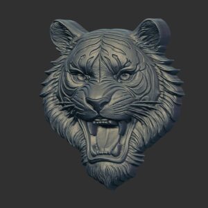 Tiger Head 3D Bas-Relief Model