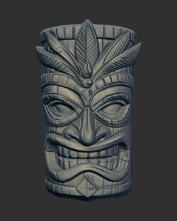 Detailed 3D Model of a Traditional Tiki Mask