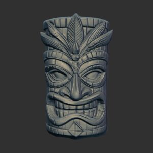 Detailed 3D Model of a Traditional Tiki Mask