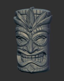 Detailed 3D Model of a Traditional Tiki Mask