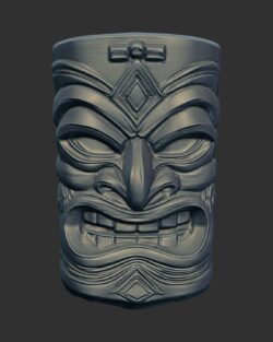 Detailed 3D Model of a Traditional Tiki Mask 2