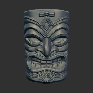 Detailed 3D Model of a Traditional Tiki Mask 2