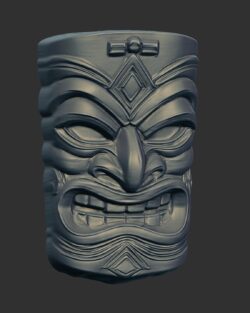 Detailed 3D Model of a Traditional Tiki Mask 2
