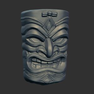 Detailed 3D Model of a Traditional Tiki Mask 2