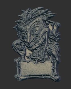 Voodoo Tiki Shaman Bas-Relief