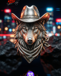 Cowboy Wolf Head STL